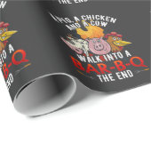 BBQジョーク豚おもしろいチキンカウバーベキューユーモア ラッピングペーパー (ロールコーナー)