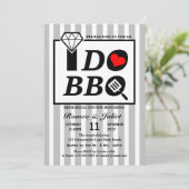 BBQストライプの RSVPを結婚行うリハーサルディナー 招待状 (スタンド正面)