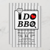 BBQストライプの RSVPを結婚行うリハーサルディナー 招待状 (正面/裏面)