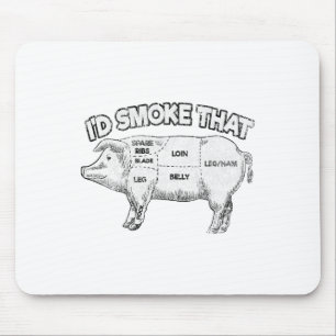 Bbqスモーカーのヴィンテージおもしろい豚の肉Lを吸う マウスパッド
