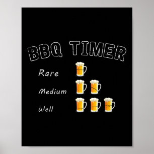 Bbqスモークおもしろいステーキビール飲みギフトバーベキュー ポスター
