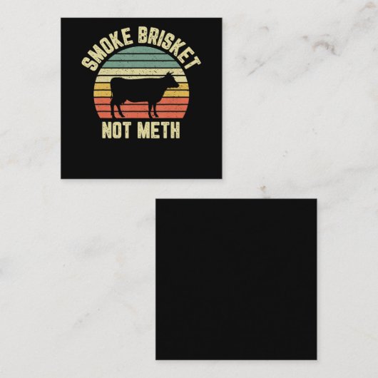 Bbqスモークおもしろいブリスケットなしノベルティグリル スクエア名刺 (正面/裏面)