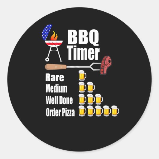 Bbqタイおもしろいマー – Barbecue Grill Grilling Gift ラウンドシール (正面)