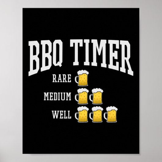 Bbqタイマグおもしろいリルシェフグリル料理ビールL ポスター (正面)
