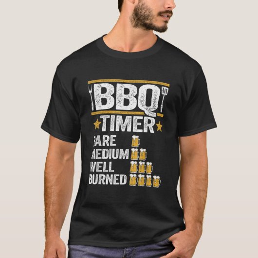 BBQタイマグリリングバーベキュー喫煙肉おもしろい豚 Tシャツ (正面)