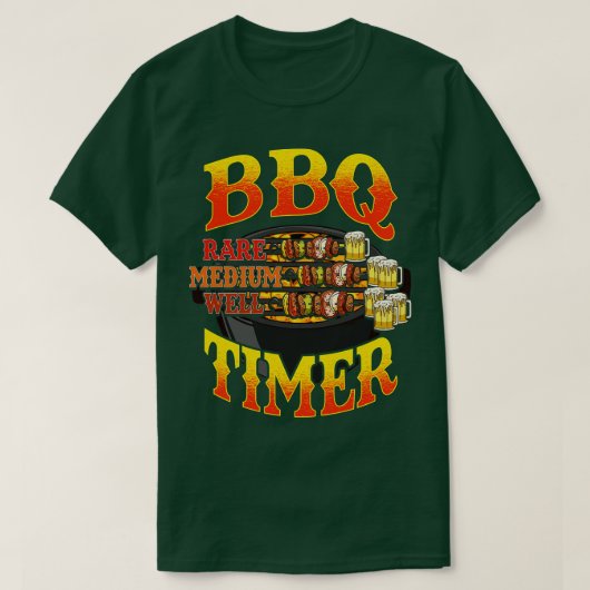 BBQタイマグリル焼きグリルのマスタービール飲みフモ Tシャツ (デザイン正面)