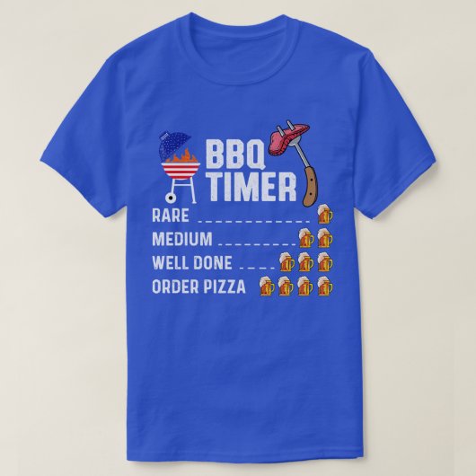 BBQタイマバーベキューおもしろいマスターグリルプリン Tシャツ (デザイン正面)