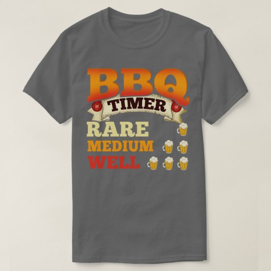 BBQタイマバーベキュービール飲み焼き Tシャツ (デザイン正面)