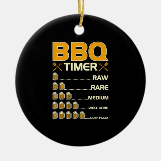 BBQタイマーがビールをグリル飲み セラミックオーナメント (正面)