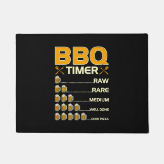 BBQタイマーがビールをグリル飲み ドアマット