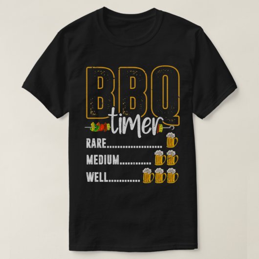 BBQタイマーレアメディアウェルビール飲おもしろい用バー Tシャツ (デザイン正面)