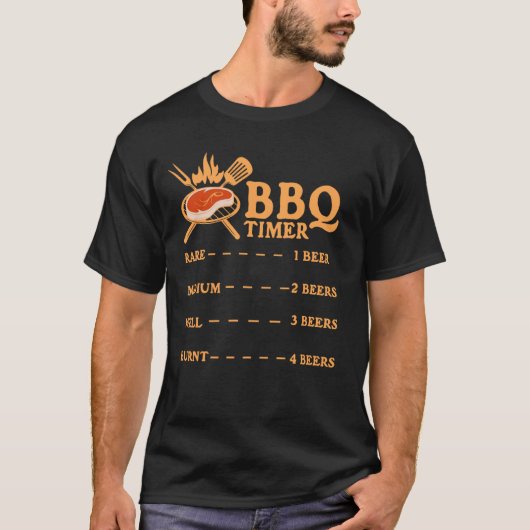 BBQタイマー、バーベキュー愛好家、焼きギフト男性へ Tシャツ (正面)