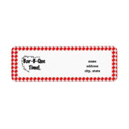 BBQタイムだ！赤い市松模様にテーブルクロス（アリ付き） ラベル