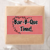 BBQタイムだ！赤い市松模様にテーブルクロス（アリ付き） ラベル (インサイチュ)