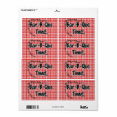 BBQタイムだ！赤い市松模様にテーブルクロス（アリ付き） ラベル (フルシート)