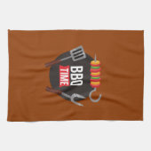 BBQタイムモダントレンディーシックスタイリッシュキュートブラウン キッチンタオル (横)