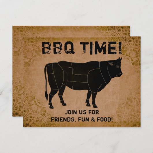 BBQタイム!(動揺してヴィンテージ) 招待状 (正面/裏面)