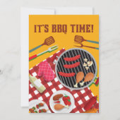 BBQタイム、夏のバーベキュークックアウト 招待状 (正面)
