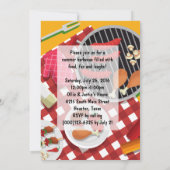 BBQタイム、夏のバーベキュークックアウト 招待状 (裏面)