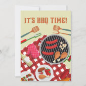 BBQタイム、夏のバーベキュークックアウト 招待状 (正面)