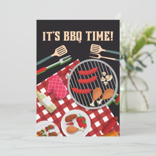 BBQタイム、夏のバーベキュークックアウト 招待状 (スタンド正面)