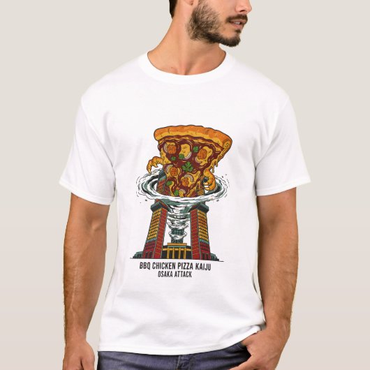 BBQチキンピザ怪獣大阪襲撃モンスターアート Tシャツ (正面)