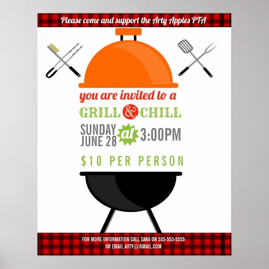 BBQチルグリル募金会スクールPTO PTAチャリティー ポスター (正面)
