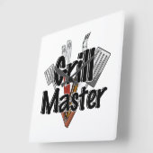 BBQツールを使用したグリルマスター スクエア壁時計 (傾斜)