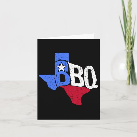 Bbqテキサス州州旗とバーベキューの地図 カード (正面)