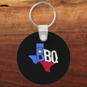 Bbqテキサス州州旗とバーベキューの地図 キーホルダー (正面)