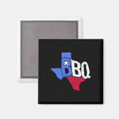 Bbqテキサス州州旗とバーベキューの地図 マグネット (正面/裏面)