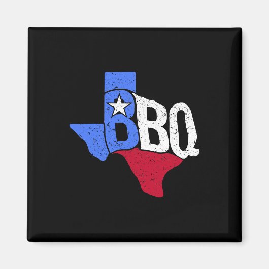 Bbqテキサス州州旗とバーベキューの地図 マグネット (正面)
