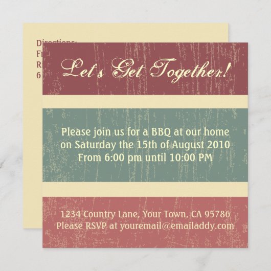 BBQディカジュアルナーパーティの招待状 招待状 (正面/裏面)