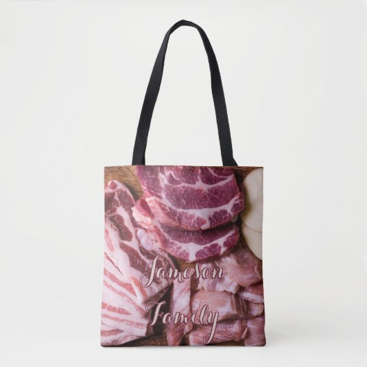 BBQトートバッグファミリー生肉食品 トートバッグ (正面)