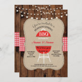 BBQニューホームスイート引っ越し祝いパーティーウッ素朴ド招待状 招待状 (正面/裏面)