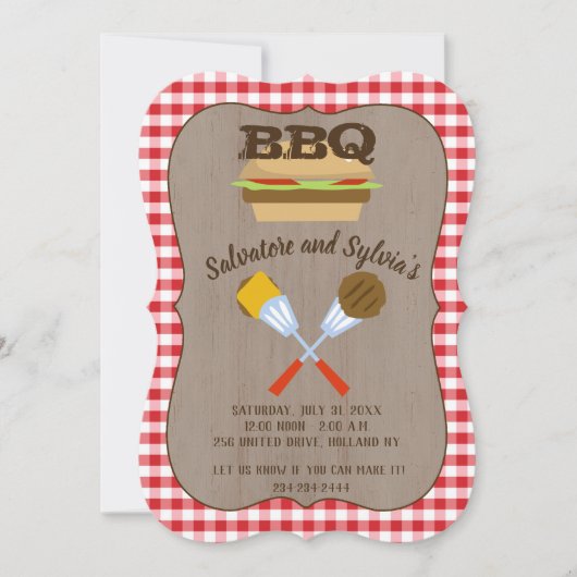 BBQハンバーガーバーベキューサマーパーティの招待状 招待状 (正面)