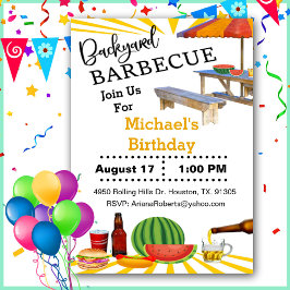 BBQバックヤードクックアウト誕生日 招待状