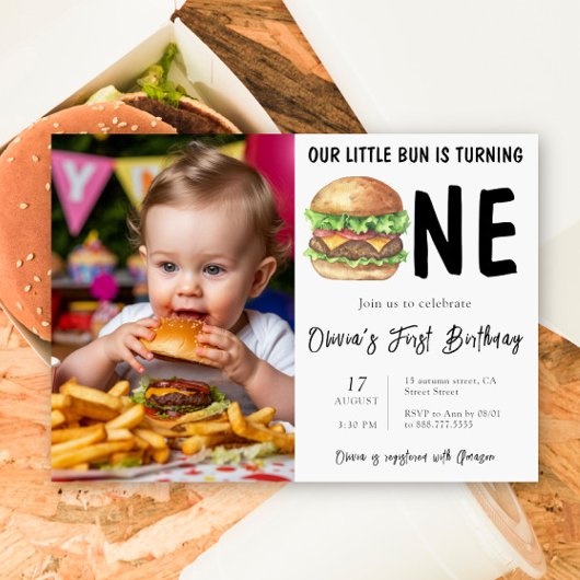 BBQバーガー1歳の誕生日パーティー 招待状