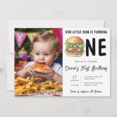 BBQバーガー1歳の誕生日パーティー 招待状 (正面)