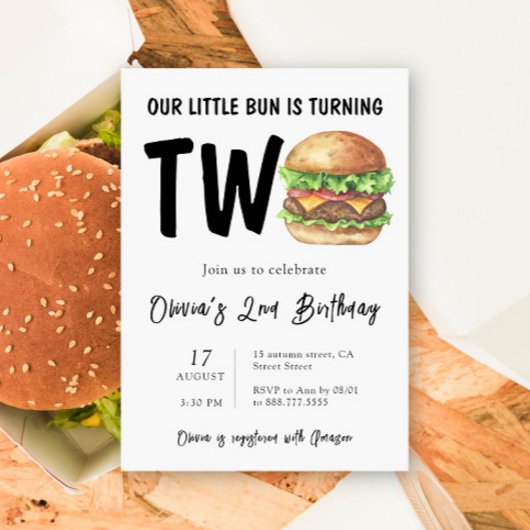 BBQバーガー2歳の誕生日パーティー 招待状