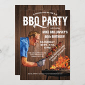 BBQバースデーパーティ招待状 | ウッド 招待状 (正面/裏面)