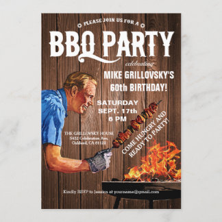 BBQバースデーパーティ招待状 | ウッド 招待状