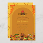 BBQバーベキューグリルエイジサマークックアウト誕生日 招待状 (正面/裏面)