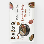 BBQバーベキューバックヤードパーティーベビーシャワーウェルカム 横断幕 (縦)