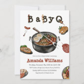 BBQバーベキューバックヤードパーティーベビーシャワーBabyQ 招待状 (正面)