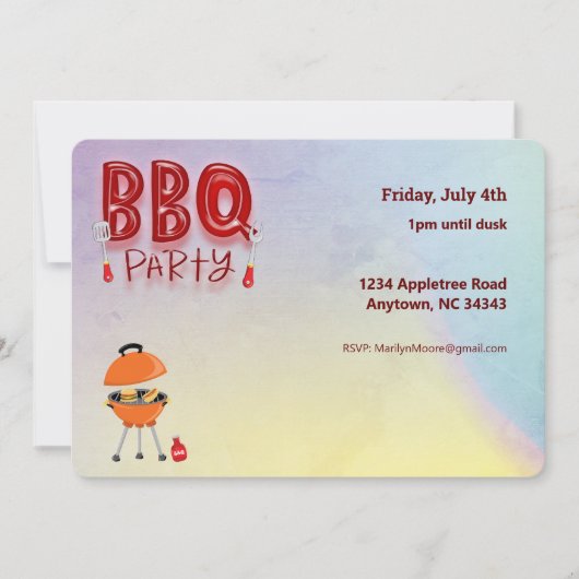 BBQバーベキューパーティーカスタマイズ夏 招待状 (正面)