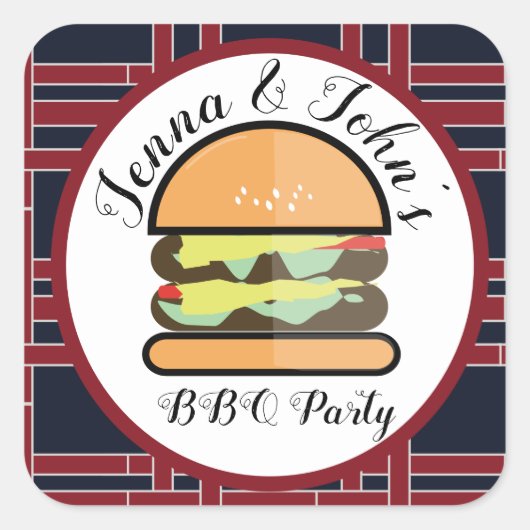 BBQバーベキューベビーQ誕生日ベビーシャワー スクエアシール (正面)