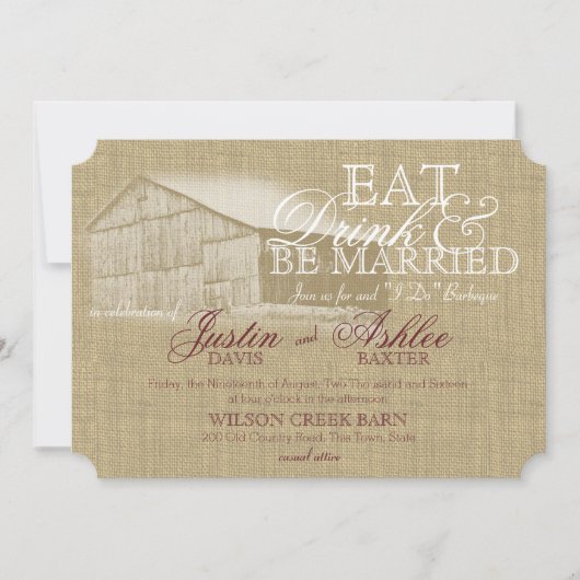 BBQバ食べンのリハ結婚ーサル 招待状 (正面)