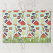 BBQパターンティパーソナライズされたアウェイ紙ランチョンマット ペーパーパッド (正面)