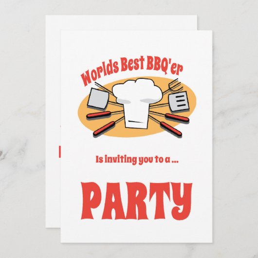 BBQパーティの招待状と器具 招待状 (正面/裏面)